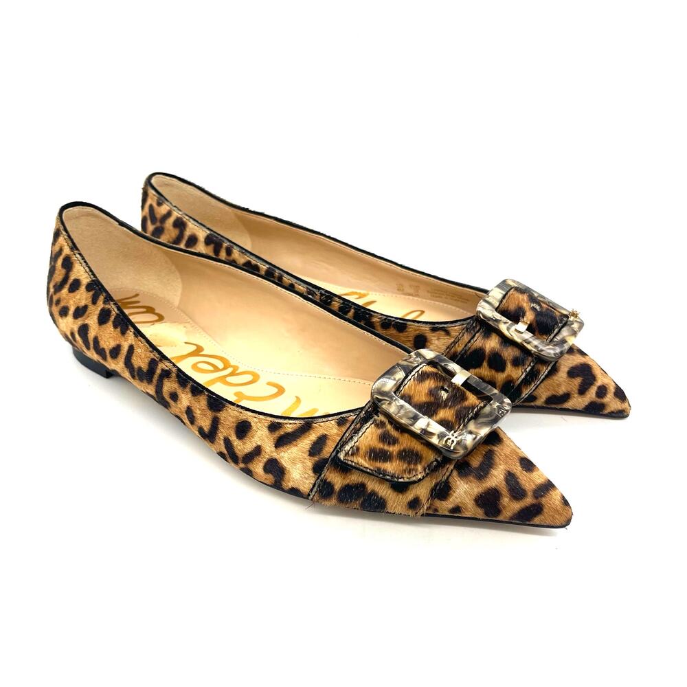 Sam Edelman Sonja Ballet Flats Brown Leopard Print Calf Hair Women's Size 8